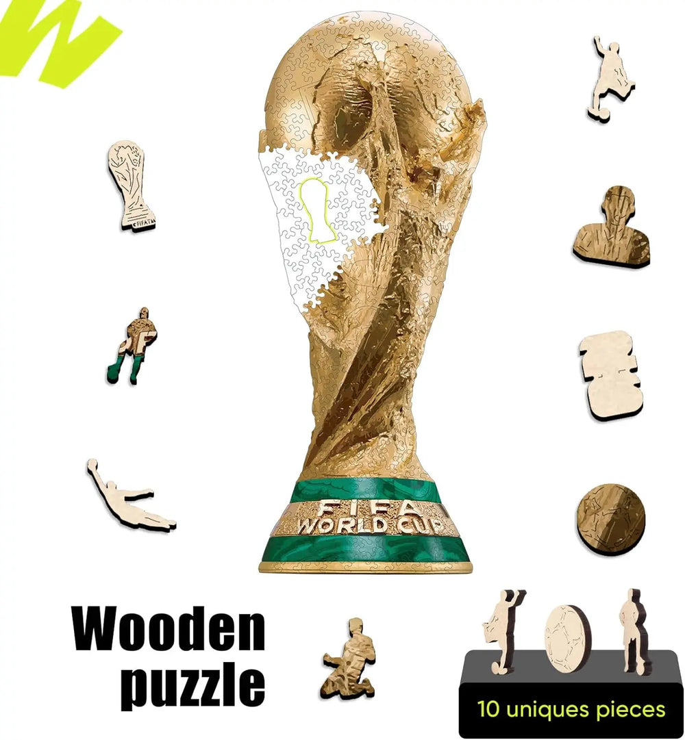 Official FIFA World Cup 2026 Edition Trophy Puzzles for Adults, 200 Pieces Football Merchandise Wooden Puzzles, Unique Soccer Gifts for Fans, Collectors Puzzle, 6.3 X 15.7 Inch Sports Souvenirs Summerwins 6