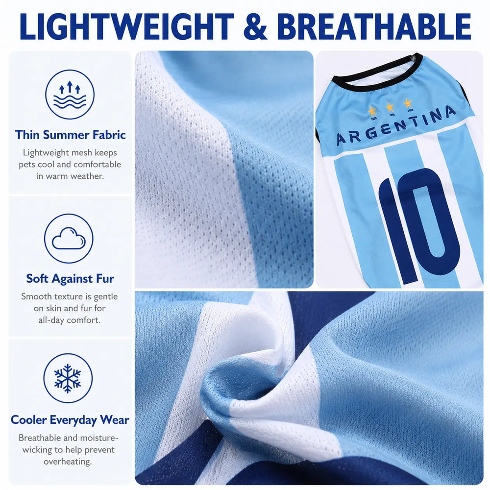 Pet Soccer Jersey Vest for Dogs & Cats, Lightweight Breathable Summer Pet Shirt, Team-Inspired Sleeveless Dog Clothes for Small Medium Pets 10