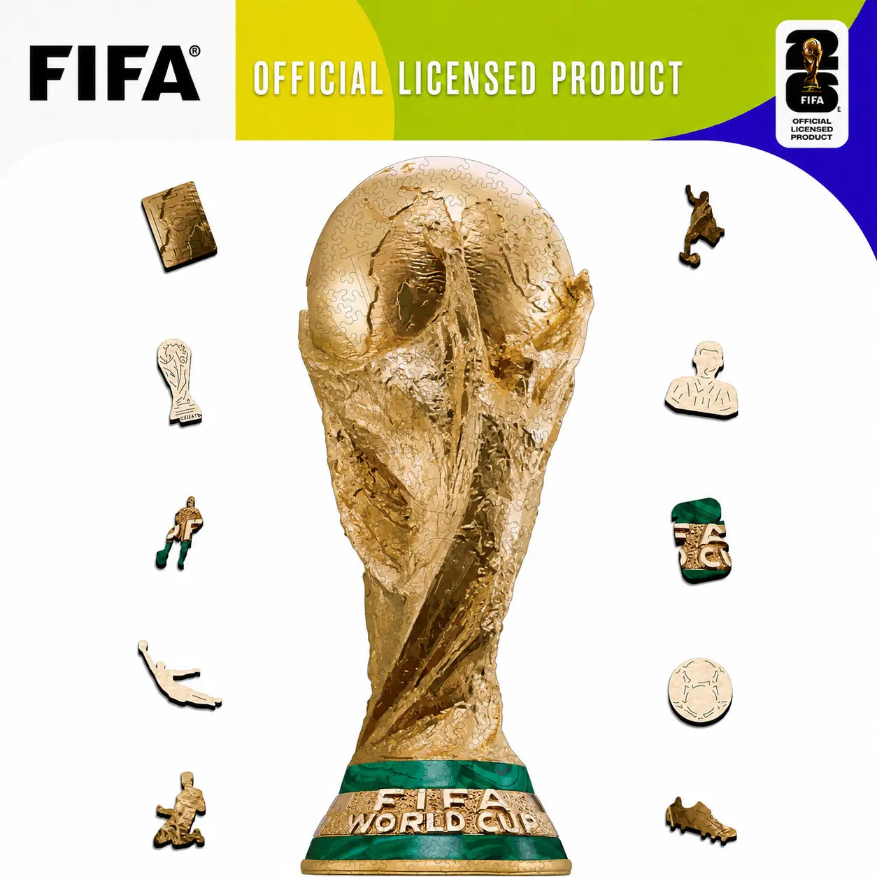 Official FIFA World Cup 2026 Edition Trophy Puzzles for Adults, 200 Pieces Football Merchandise Wooden Puzzles, Unique Soccer Gifts for Fans, Collectors Puzzle, 6.3 X 15.7 Inch Sports Souvenirs Summerwins