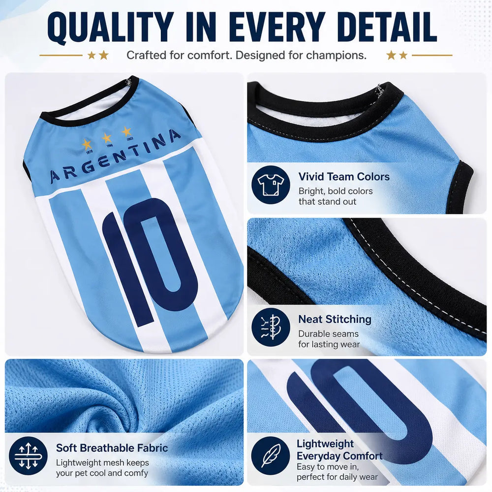 Pet Soccer Jersey Vest for Dogs & Cats, Lightweight Breathable Summer Pet Shirt, Team-Inspired Sleeveless Dog Clothes for Small Medium Pets 5