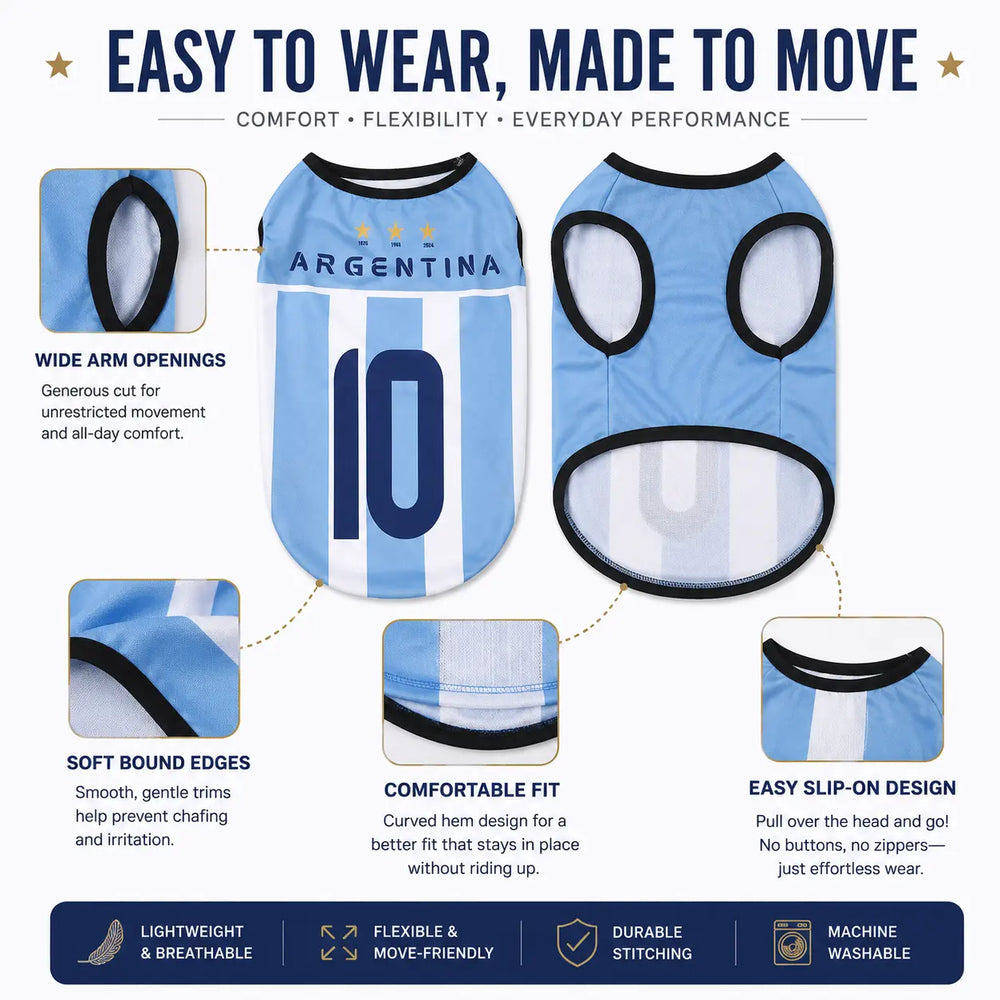 Pet Soccer Jersey Vest for Dogs & Cats, Lightweight Breathable Summer Pet Shirt, Team-Inspired Sleeveless Dog Clothes for Small Medium Pets 12