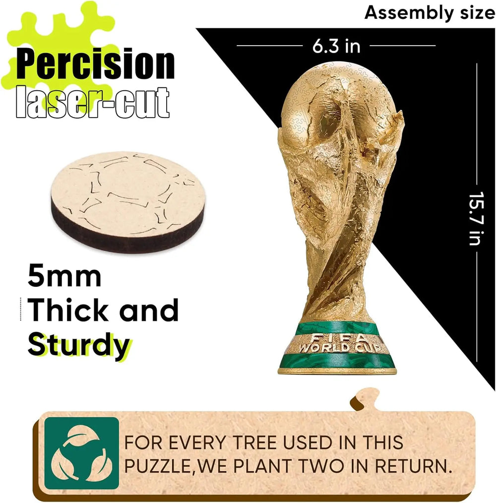 Official FIFA World Cup 2026 Edition Trophy Puzzles for Adults, 200 Pieces Football Merchandise Wooden Puzzles, Unique Soccer Gifts for Fans, Collectors Puzzle, 6.3 X 15.7 Inch Sports Souvenirs Summerwins 5